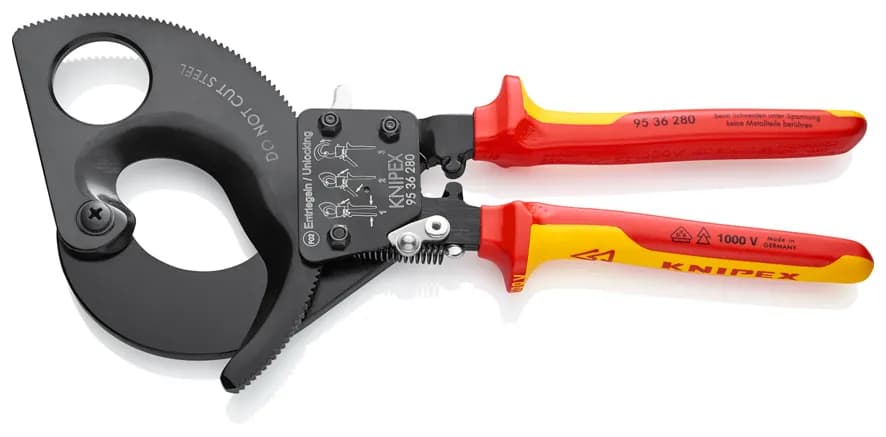 Knipex 9536280 Cırcır Mekanizmalı Kablo Makası 280 Mm