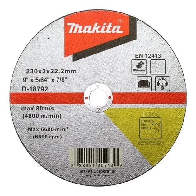Makita D-18792 İnox Kesme Taşı - Düz 230x2 Mm
