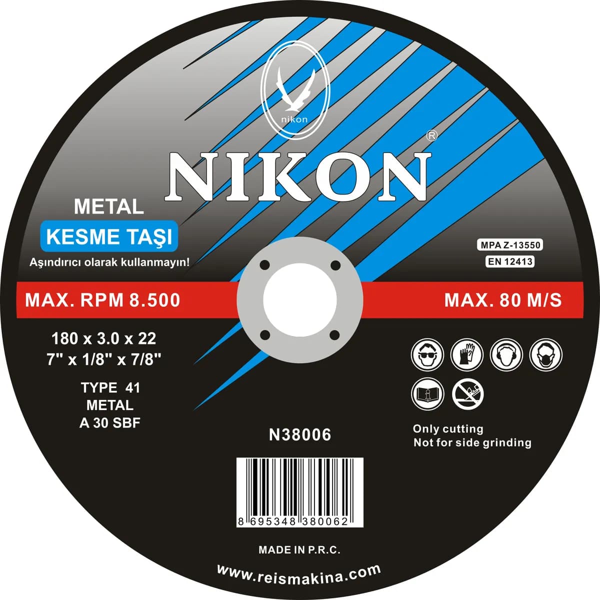 Nikon N38006 Metal Flex Kesme Taşı 180x3.0x22 Mm