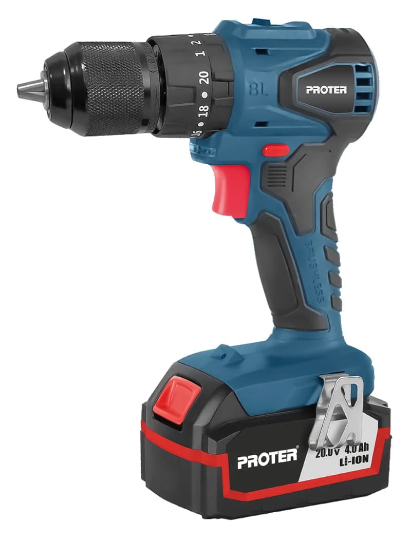 PROTER PST 544 BL 4.0Ah 20V Li-ion Pil 2 Vts. Darbeli Kömürsüz Şarjlı Matkap