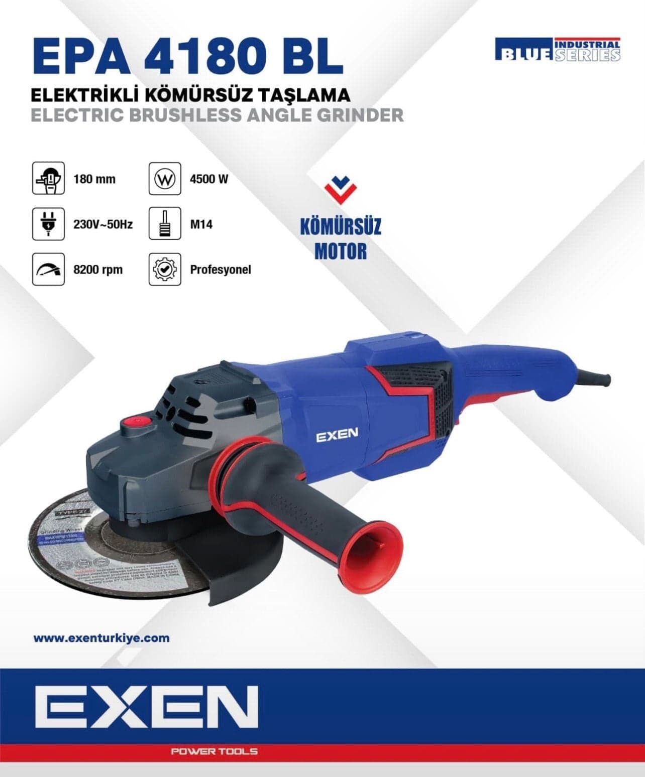 EXEN EPA 4230 BL - 230mm 4500W Kömürsüz Elektrikli Taşlama