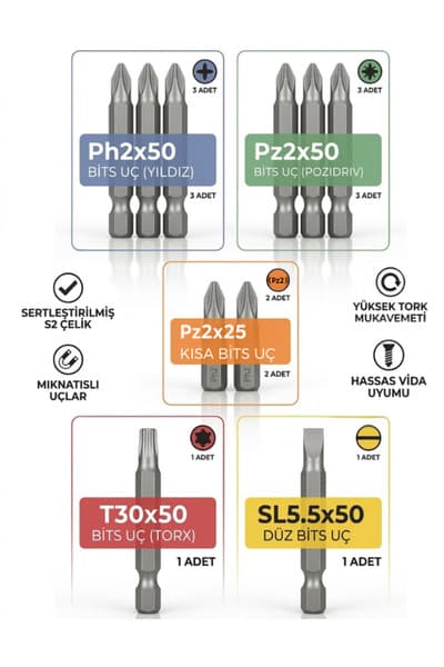 EXEN EX 8250 T15 50mm Bits Torx Uç