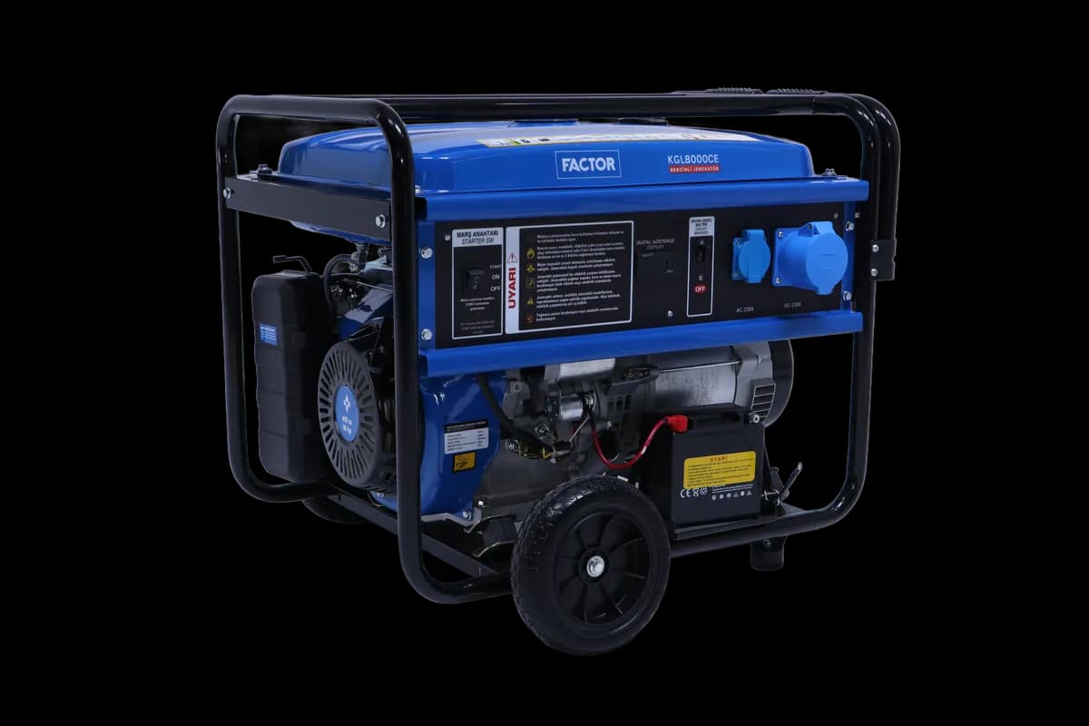 Factor KGL8000CE 8,1 Kva Benzinli İpli - Marşlı Monofaz Jeneratör