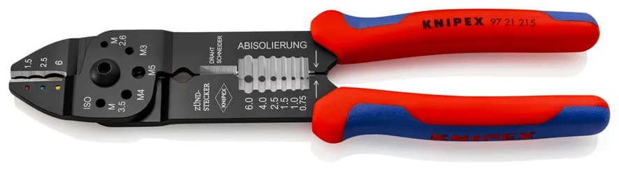 Knipex 9721215 Papuç Sıkma Ve Kablo Sıyırma Pensi 215 Mm