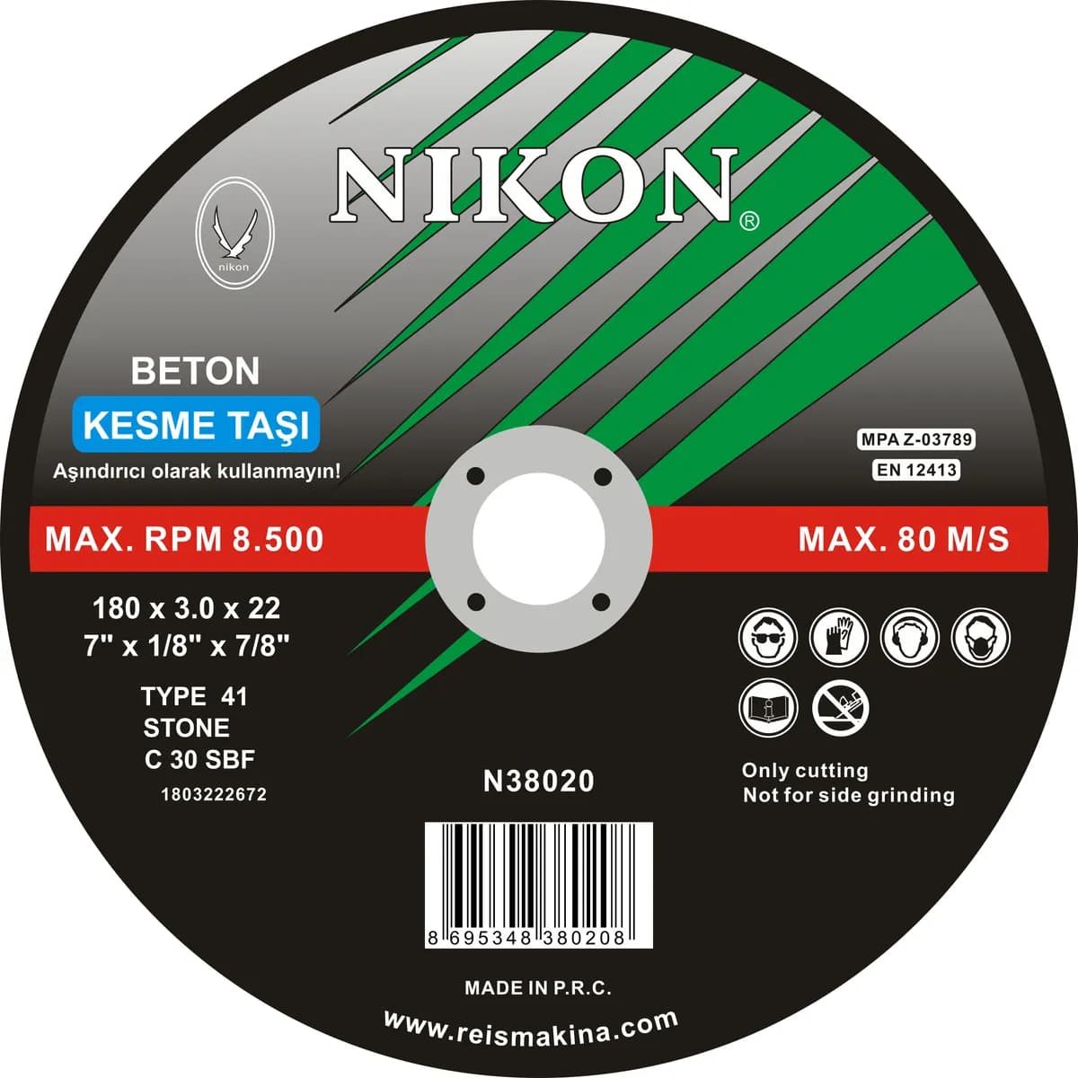 Nikon N38019 Beton Flex Kesme Taşı 180x3.0x22 Mm