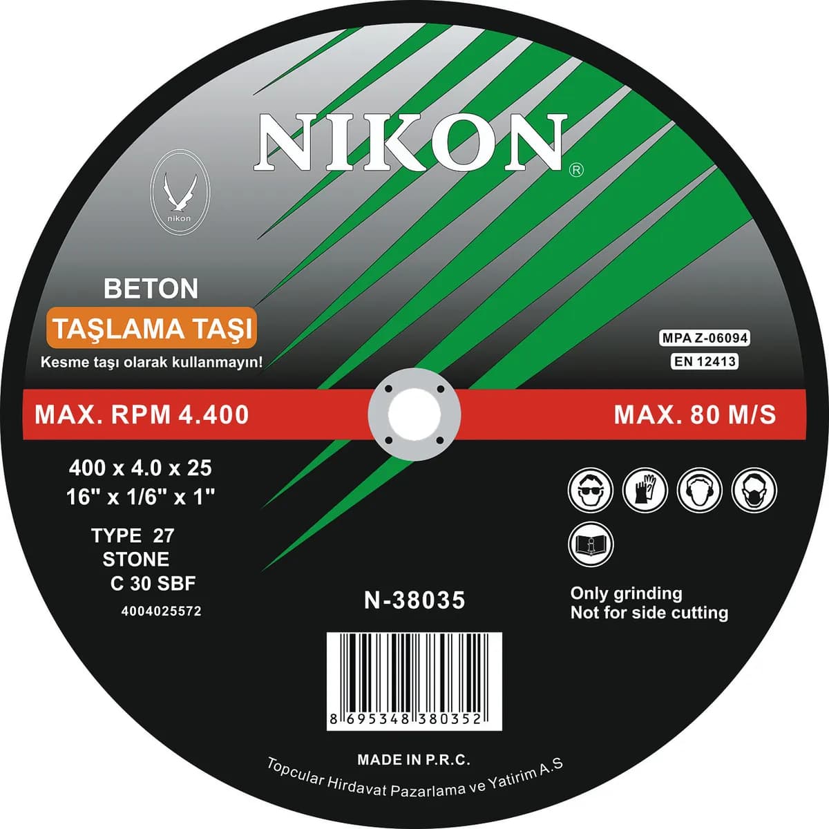 Nikon N38035 Beton Flex Taşlama Taşı 400x4.0x25 Mm